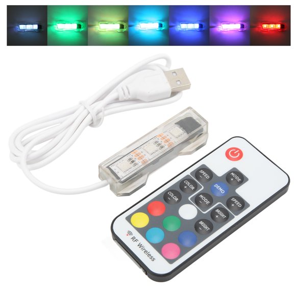 USB Poisson Léger, Coloré Léger Télécommande LED Aquarium Lumière pour les Petits Poissons pour Poisson Moyen Ligne Blanche, Ligne Noire