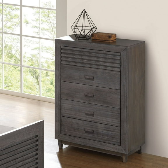 Furniture of America Dusk Child Solid Wood 5-Drawer Vertical Dresser, Charcoal Brown