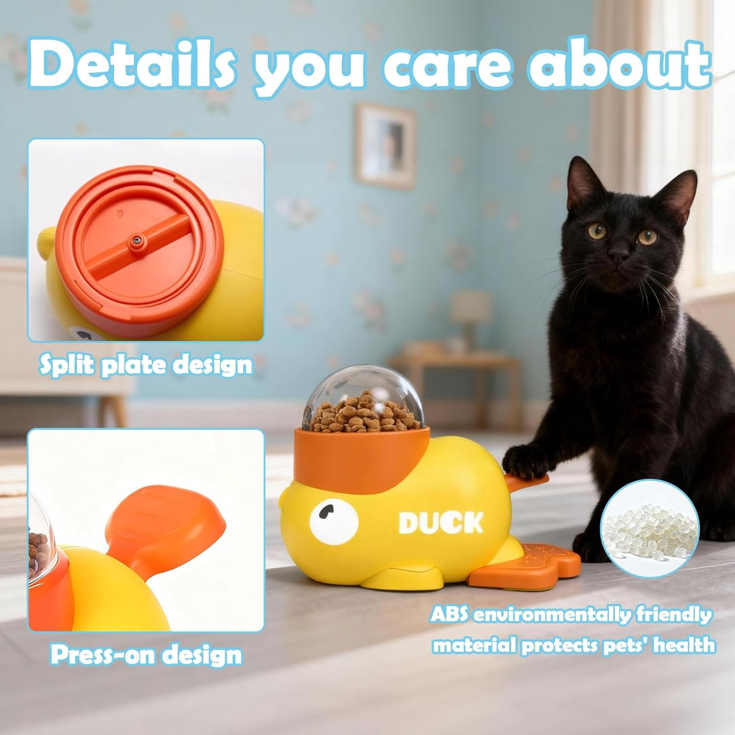 ABPETE 2 in 1 Dog Interactive Treat Dispenser Toy,Durable Food Puzzle Slow Feeder, Duck Shape Enrichment Toys with Button, Mentally Stimulating Toys for Dogs,Cats,Pets.