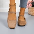 thumbnail image 6 of HTHLVMD Suede Mary Jane Flats, Adjustable Buckle Strap Flats, Women's Comfort Dress Flats, Women Classy Cute Bow-Knot Ballet Flats Round Toe Daily Cozy Comfort Slip On Flat Shoes, Khaki 5, 6 of 9