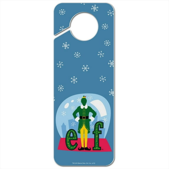 Elf Snow Globed Plastic Door Knob Hanger Sign