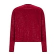 thumbnail image 4 of Women Casual Jackets Carnival Clothes For Stylish Metallic Casual Jacket For Long Sleeve Cardigan Open Front Outerwear Loose Fit Lightweight Fall Fashion Red XXL, 4 of 8