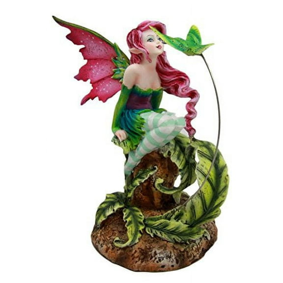 Atlantic Collectibles Amy Brown Magenta Forest Fairy With Flirting Hummingbird Figurine 6"H