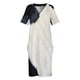 thumbnail image 3 of Vestido de fiesta holgado de piel de vaca sintética para mujer vestidos largos de manga larga con bolsillo blanco y negro, 3 of 6