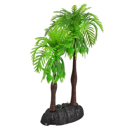 Unique Bargains Manmade Green Plastic Coconut Tree Plant Aquarium Fish Tank Ornament 5.5
