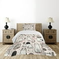 thumbnail image 2 of Ambesonne Cat Quilted Bedspread Set 2 Pcs, Pastel Simplistic Drawn Kitties, Twin Size, Rose and Pale Grey, 2 of 4