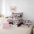 thumbnail image 6 of Homewish Bohemian Farm Animals Print 7-Piece Twin Bedding,Vintage Paisley Bedding Comforter Set,Pink,Pink Reversible, 6 of 8