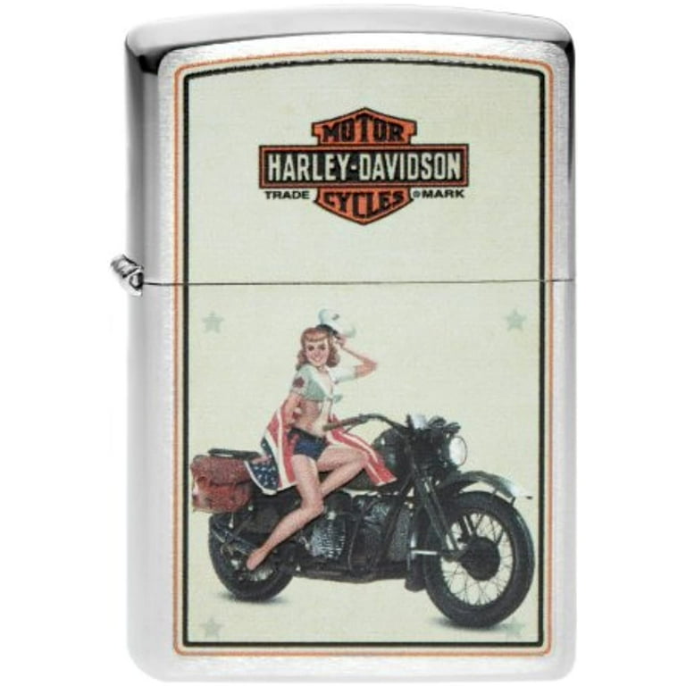 Zippo HD Harley Davidson 1940's WWII US Marines Pinup Satin
