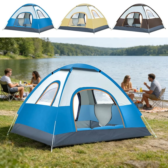 Pop Up Camping Tent 3-4 Person Waterproof Lightweight Backpacking Tent with Instant Setup and Carry Bag for Camping Hiking Beach and Picnic