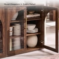 thumbnail image 4 of Glass Arched Door Sideboard Buffet Cabinet, Accent Cabinet with Adjustable Shelf, Wood Modular Credenza Storage Cabinet for Dining Room, Living Room, Entryway, Brown, 4 of 8