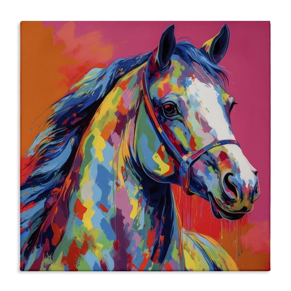 Stupell Industries Abstract Hue Horse Animals & Insects Painting Gallery Wrapped Canvas Art Print Wall Art, 17 x 17