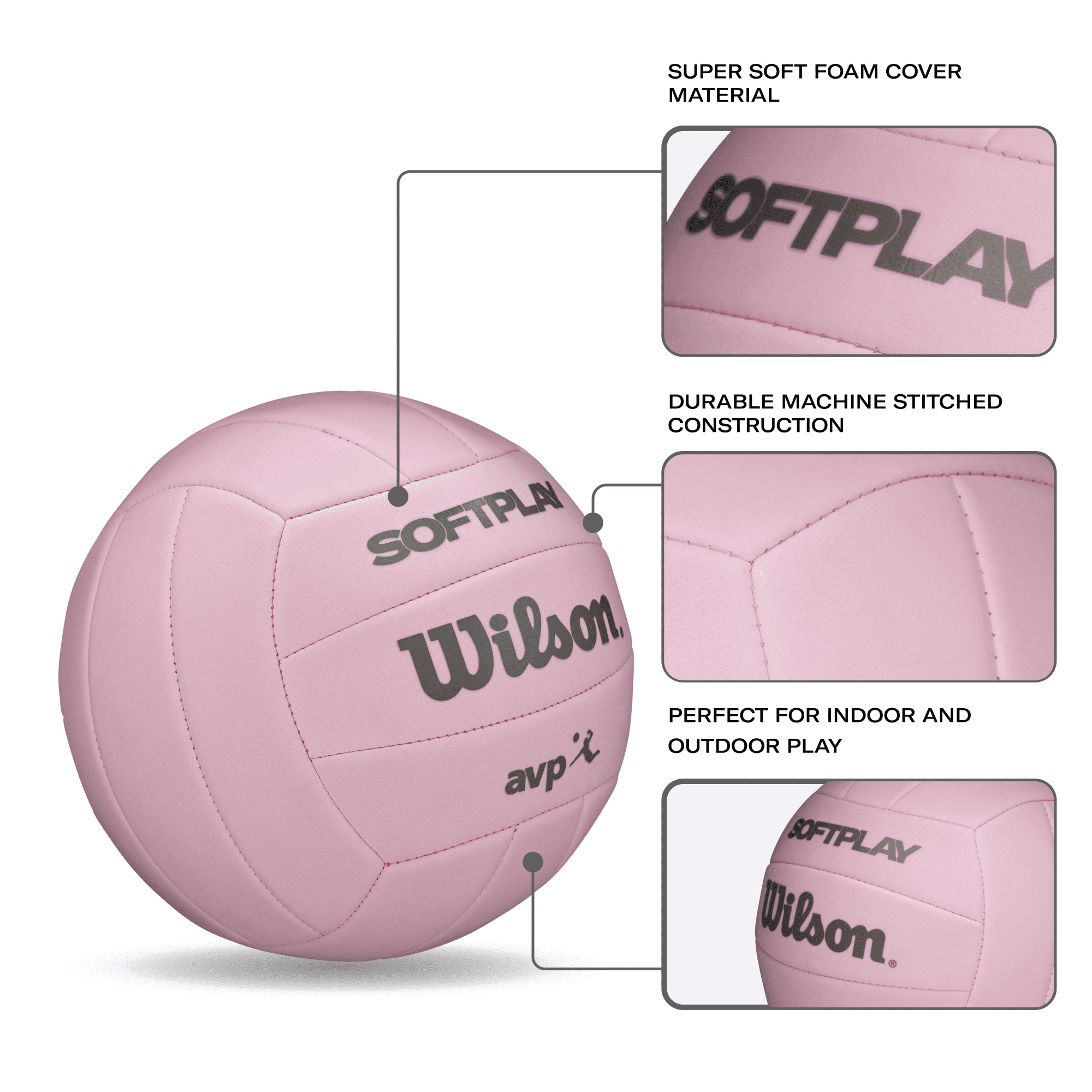 (4 pack) Wilson Softplay Recreational Volleyball - Pink, Official Size