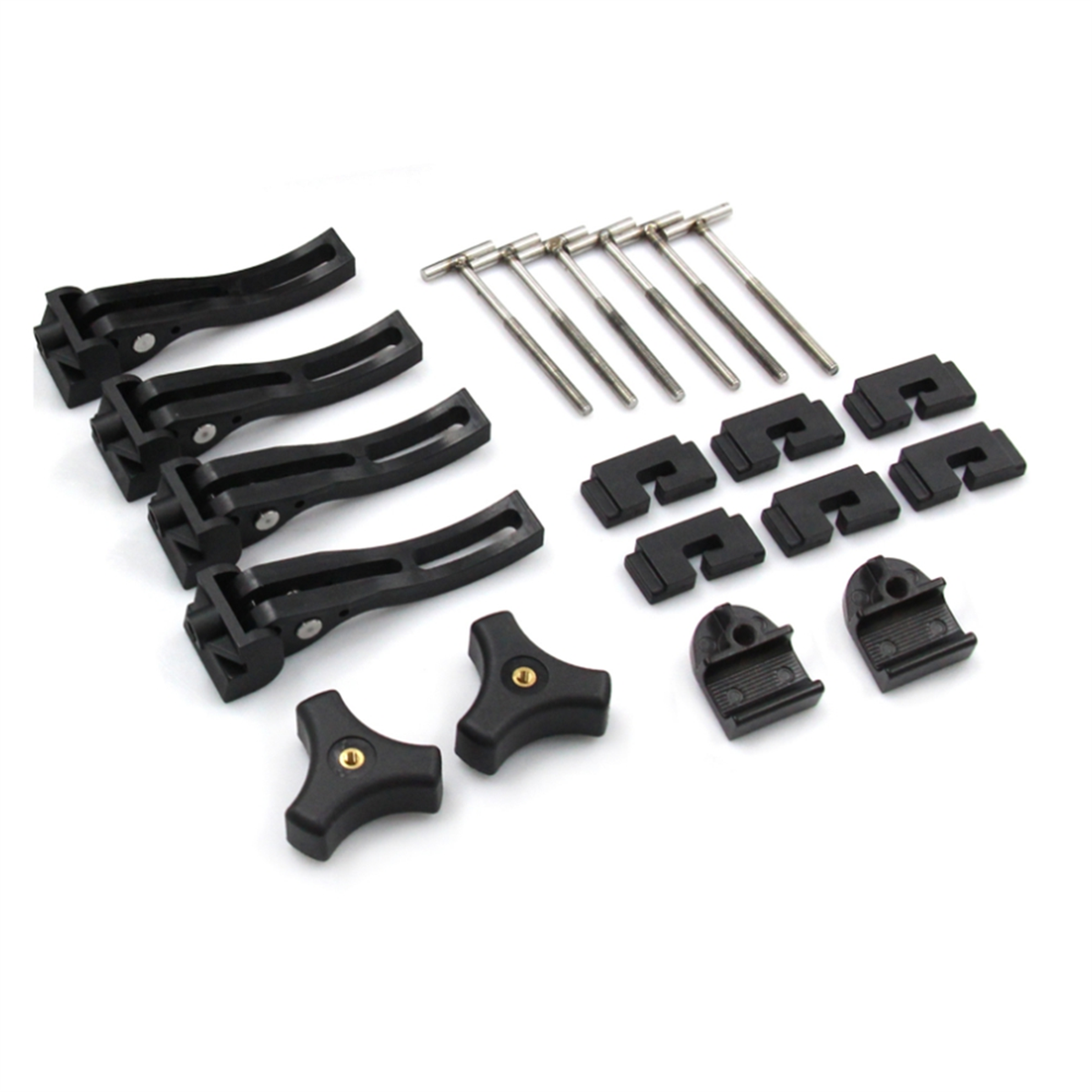 Bed Cover Clips Tonneau Replacement Parts Kit Latch of Safety Straps Rack Mount,2 x triangle screws 2 x front clamps 4 x rear clamps 6 x T-bolts,Black