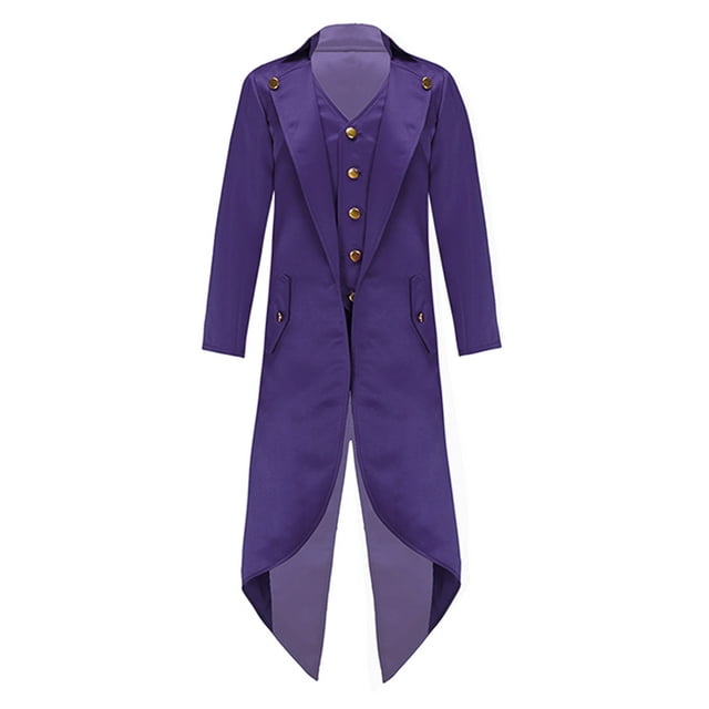 iiniim Enfants Garçons Filles Costume Médiéval Renaissance Steampunk Queue-de-Pie Veste Vintage Victorienne Gothique Redingote Violet 14