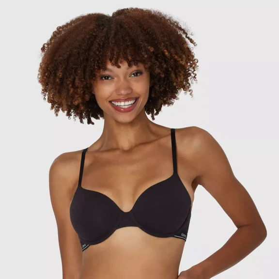 Hanes Originals Women's Stretch Cotton T-Shirt Underwire Bra MHO105 Color-Black, Size 34B-40D
