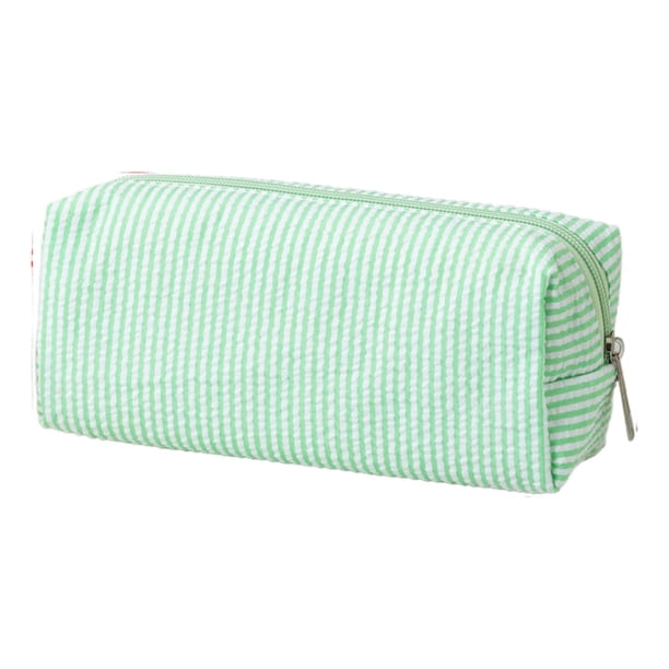 Methold Estuche a rayas para bolígrafos: bonito estuche de papelería con gran capacidad para viajes y oficina. Carpetas de archivos verde