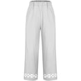 thumbnail image 5 of Aihuaihua Linen Pants Women Lounge Wide Leg Casual Dressy Hollow Out Office Trousers Trendy 2026 Cotton Pants with Pockets White XXL, 5 of 5