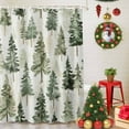thumbnail image 5 of Watercolor Christmas Tree on Linen Shower Curtain for Bathroom, Seamless Green Pine Trees Waterproof Shower Curtains Washable Quick Dry with Hooks Bathtub Curtains 60x72IN, 5 of 9