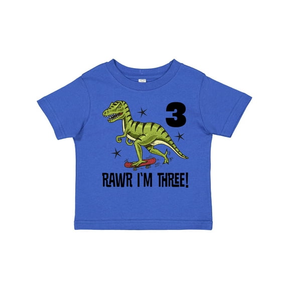 Inktastic 3rd Birthday Dinosaur Skateboarding Boys Toddler T-Shirt