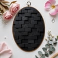 thumbnail image 7 of Canvas Wall Art Mosaic Tile Decoration Black Black Tiles Grid Shiny Surface Oval Framed Canvas Prints Vintage Wall Hanging Decor for Home Decorations 8.6"x11.4", 7 of 7