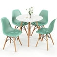 thumbnail image 1 of Costway 5 PCS Dining Table Set for 4 Persons Modern Round Table & 4 Chairs with Wood Leg Green, 1 of 8