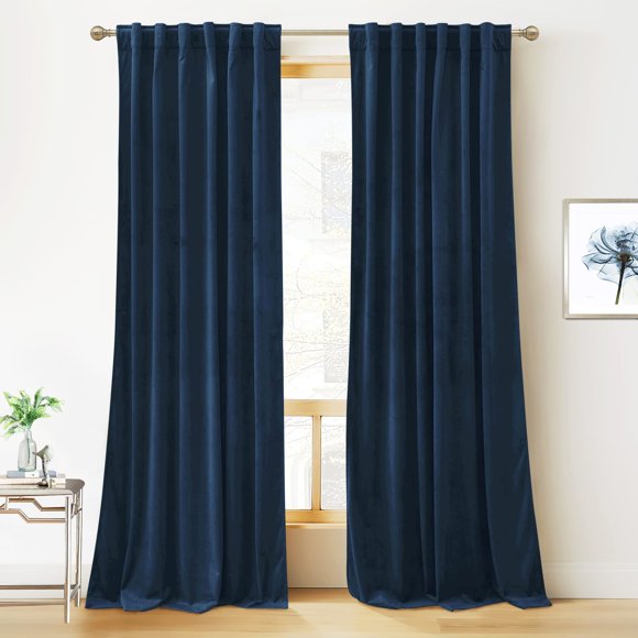 RYB HOME Rideaux en Velours Bleu 84 Pouces - Rideaux Occultants pour Salon, Panneaux Isolants Thermiques Réduisant le Bruit, Décoration de Fenêtre Douce et Luxueuse pour Enfant
