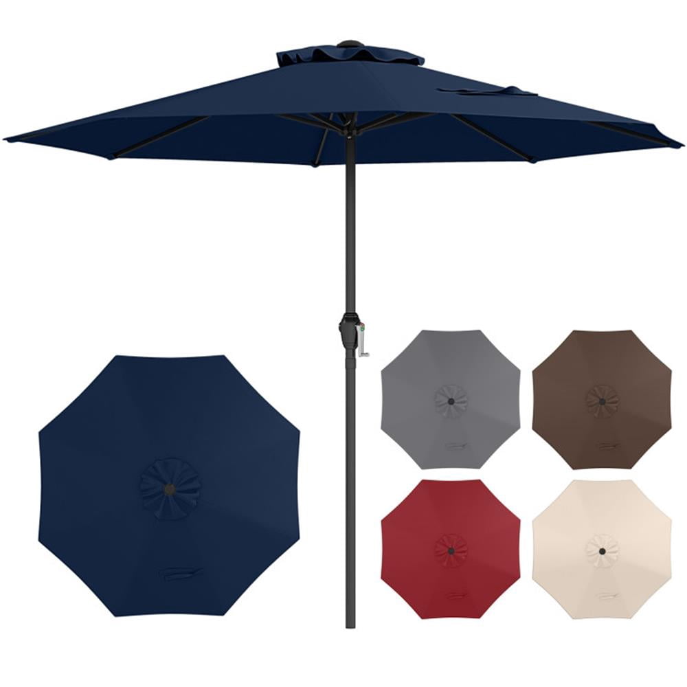 Spaco Outdoor Heavy Duty Market Umbrella with Crank Handle and 8 Sturdy Ribs, Outdoor Umbrellas for Patio, Patio Table Umbrella, Deck Umbrella-Navy