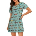 thumbnail image 1 of Easygdp Dachshund Dog Puppy Camisón de manga corta para mujer, informal, estampado, 1 of 6