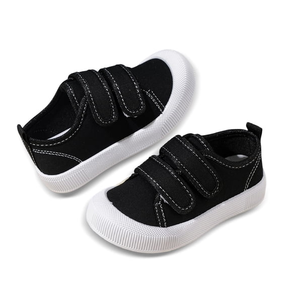 Elegyee Boys Stylish Sneakers Solid Wide Toe Hook-and-Loop Straps Outdoor Walking Shoes