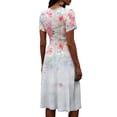 thumbnail image 6 of Minjewel Ladies Floral Casual Fashionable Short Sleeve V-Neck Dress for Spring Summer Women's Daily Casual Wear,Pink,XL, 6 of 6