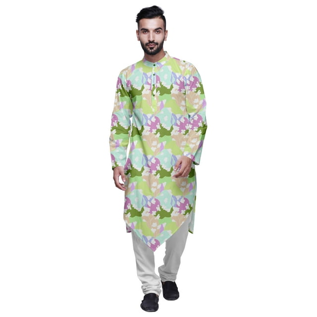 Atasi Cotton Flex Asymmetrical Long Sleeve Kurta For Men Printed Designer Kurta