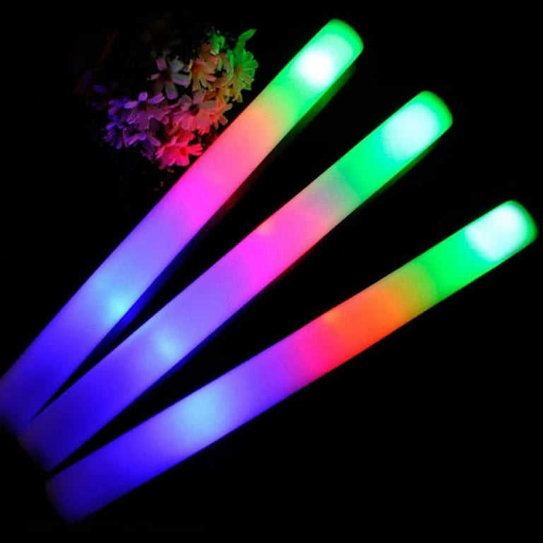 Virwir 5pcs LED Foam Sticks Flashing Glow Sticks Party Supplies Light Up  Batons Wands Glow in the Dark for Wedding Party Raves Concert 