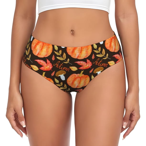 Balery Autumn Pumpkin Ropa Interior de Algodón para Mujer con Dibujo – Braguitas Cómodas y Elásticas, Estilo Clásico-XX-Large