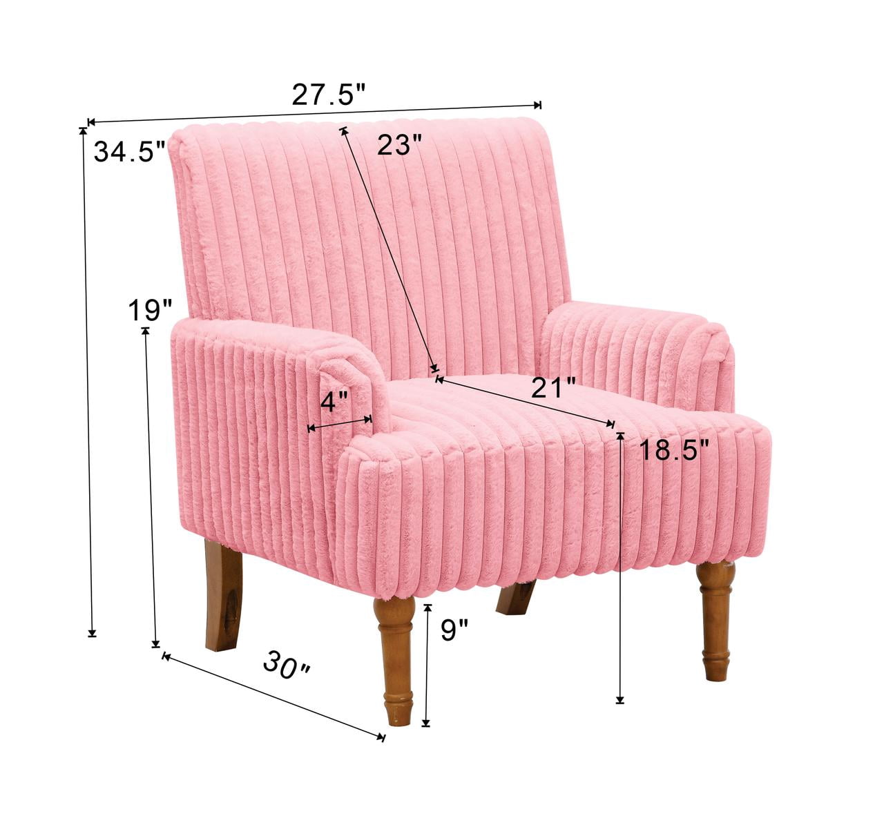 Modern Accent Chair with Wide Wale Corduroy, 9 Inch Solid Wood Legs, Upholstered Armchair with Thick High-Density Foam Cushion for Living Room, Pink