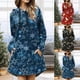 thumbnail image 5 of Sudaderas con capucha de Navidad para mujer Otoño Invierno Estampado de Navidad Costura a cuadros Sudadera con capucha con bolsillos Pompotops gfhjh13459, 5 of 8