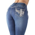 thumbnail image 2 of Fashion2Love Women's Juniors Butt Lift Push Up Mid Waist Ripped Distressed Boot Leg Jeans, 2 of 10