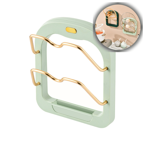 Wall Mounted Pot Lid & Cutting Board Rack – No-Drill Kitchen Organizer for Storing Kitchen Utensils, Small Tools & Supplies in Clutter-Free Space
