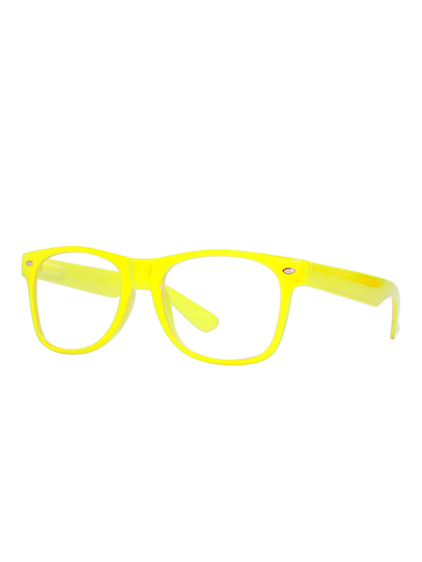 Bright Neon Clear Lens Fashion Unisex Old School Horn Rim Eyeglasses 6 Colors 