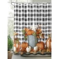 thumbnail image 2 of Fall Shower Curtain Pumpkin Shower Curtains for Bathroom Thanksgiving Decor, Waterproof Polyester Shower Curtain Set with Hooks, Standard Size 66" x 72" Maple Leaves Berry Black Plaid, 2 of 6