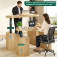 thumbnail image 4 of Mid Century Modern Electric Standing Desk with Storage, 55x22 Small Sit Stand Adjustable Height Computer Desk for Home Office, Wood, 4 of 10