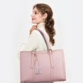thumbnail image 2 of Bolsa para portátil LOVEVOOK para mujer de 15.6 pulgadas, piel sintética, rosa, 2 of 9