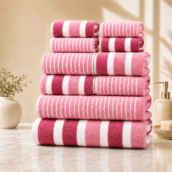 10-Piece Towel Set - 2 Bath Towels, 4 Hand Towels, 4 Face Towels, Absorbent Cotton, For Home, Guest, Bathroom