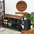 thumbnail image 6 of Giantex Storage Bench Rack with 2 Mesh Shelves, Metal 3-Tier Storage Industrial Shoe Rack Organizer, Shoe Bench for Entryway Hallway Living Room (Rustic Brown), 6 of 8