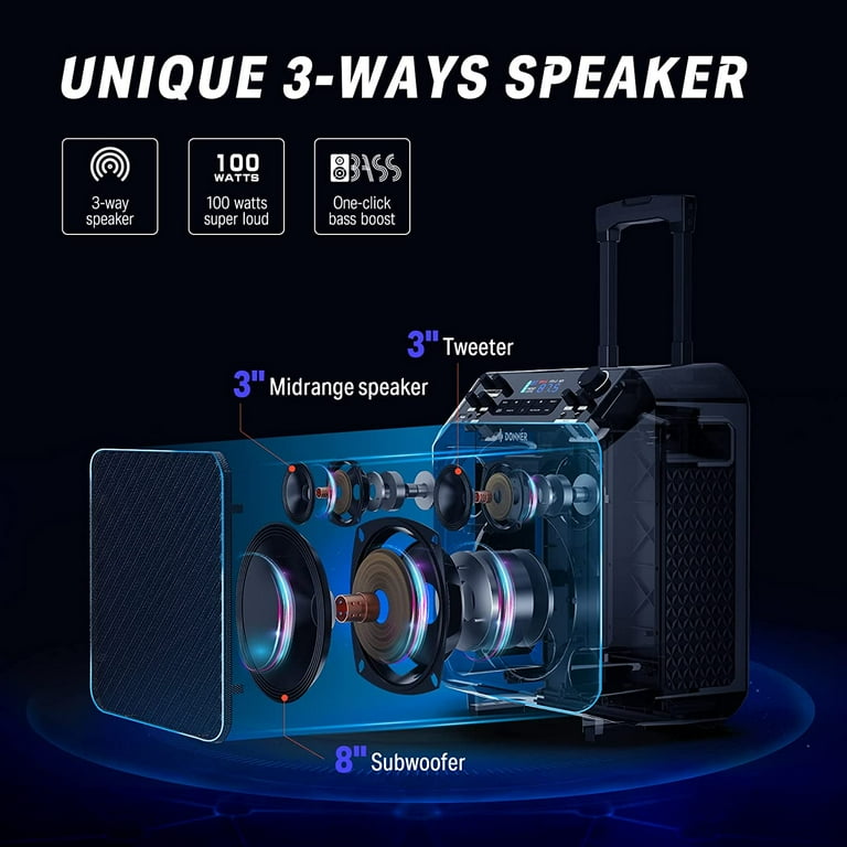 Donner Karaoke Machine, Outdoor Speaker, 3-Way Speaker PA System