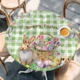 thumbnail image 2 of Easter Bunny Round Tablecloth, Fitted Table Cover with Elastic for 45"-54" Round Tables, Spring Easter Eggs Floral Sage Green Check Table Cloth Outdoor Indoor Dinning Party Waterproof Tablecloths, 2 of 7