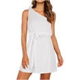 thumbnail image 1 of Vestido de fiesta con lazo sin mangas y un hombro estampado de verano para mujer Mini vestido con estampado floral Pompotops  ghjkhdj2230, 1 of 8