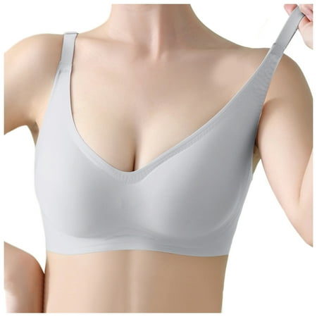 Blphud Plus Size Bra Bra Sports Women Seamless Bra Small Push Up Latex Jelly Bra No Underwire Adjustable Sports Bra Trendy Lingerie for Women Sports Bras for Women Grey XXL