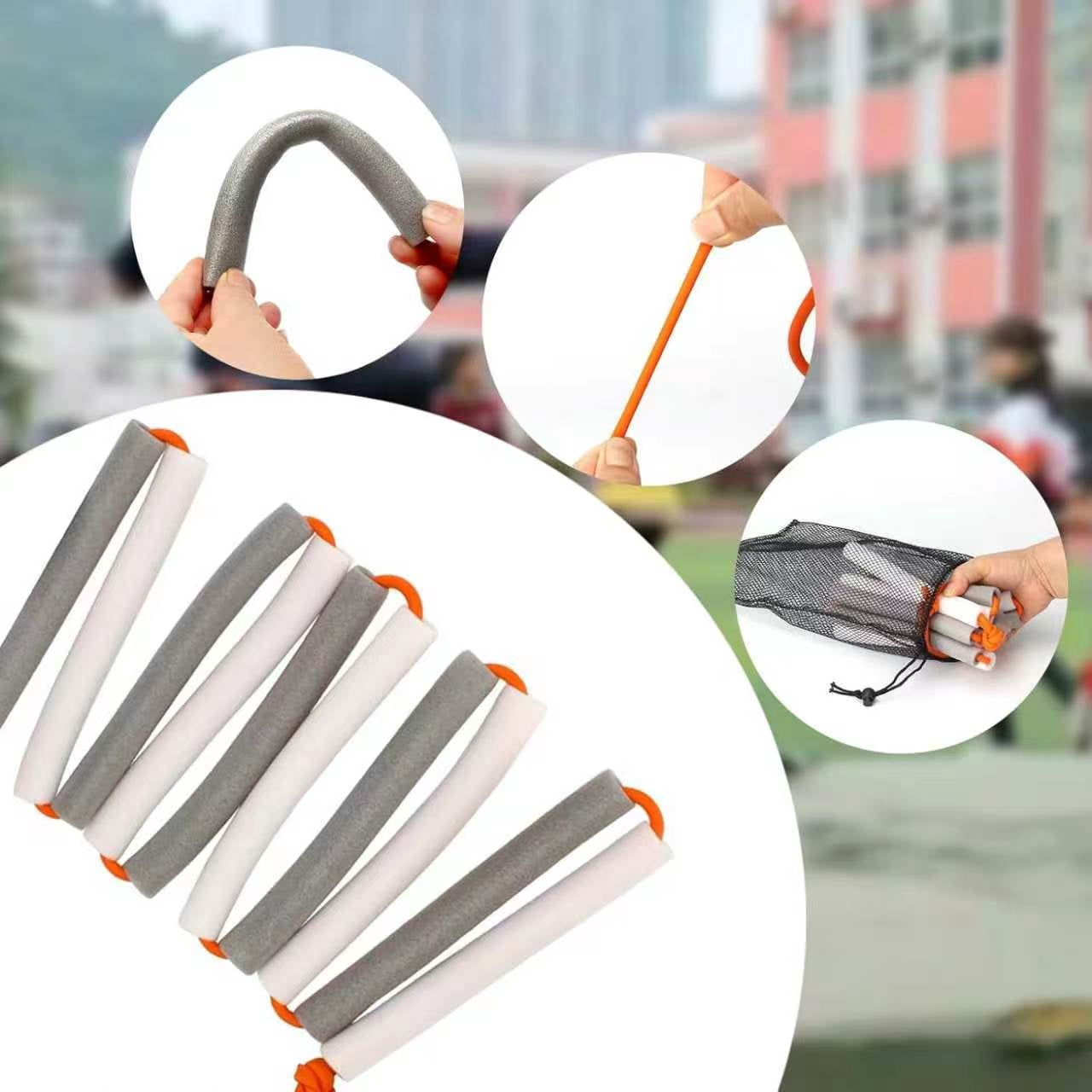2Pack Elastic Crossbar, 9.9Ft High Jump Bungee Cord, High Jump Training Equipment, Foldable Gymnastics Bar, Track & Field Jumping Crossbars Accessories for Pole Vault Training