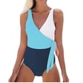 thumbnail image 5 of Sngxgn Swimsuit for Women Bathing Suits Front Cutout Adjustable Straps Ruched Swimwear(Blue,L), 5 of 7