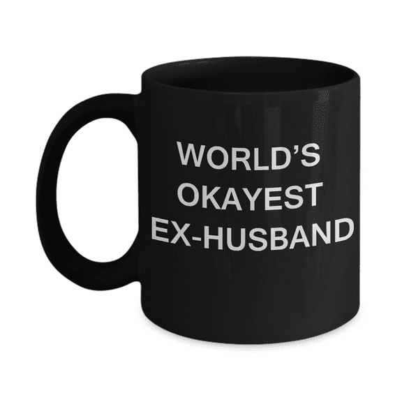 Funny Mug, Gifts For Ex-Husbands - World's Okayest Ex-Husband - Porcelain Black Funny Coffee Mug & Coffee Cup Gifts 11 oz
